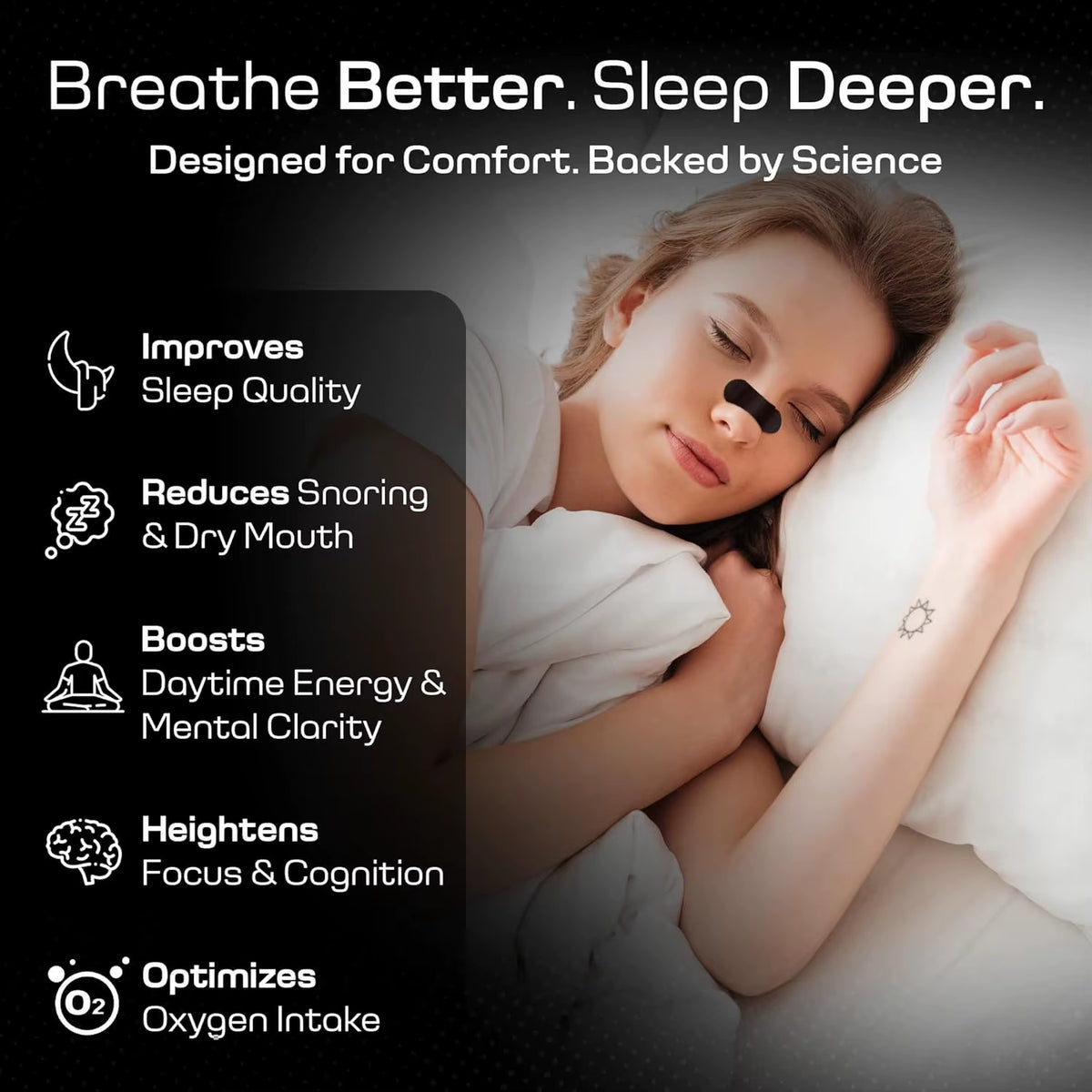 Premium Anti-Snoring & Breathing Nasal Strips (Nasal Congestion Relief Tape)