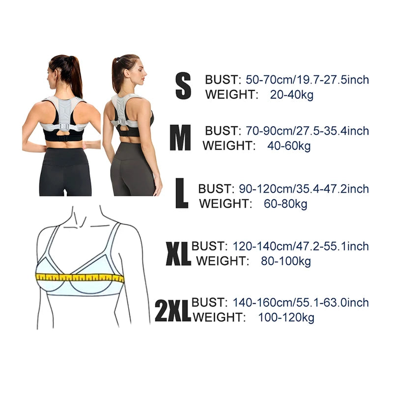 Posture Corrector Brace for Men & Women – Adjustable Back & Shoulder Support for Better Sitting & Standing Alignment